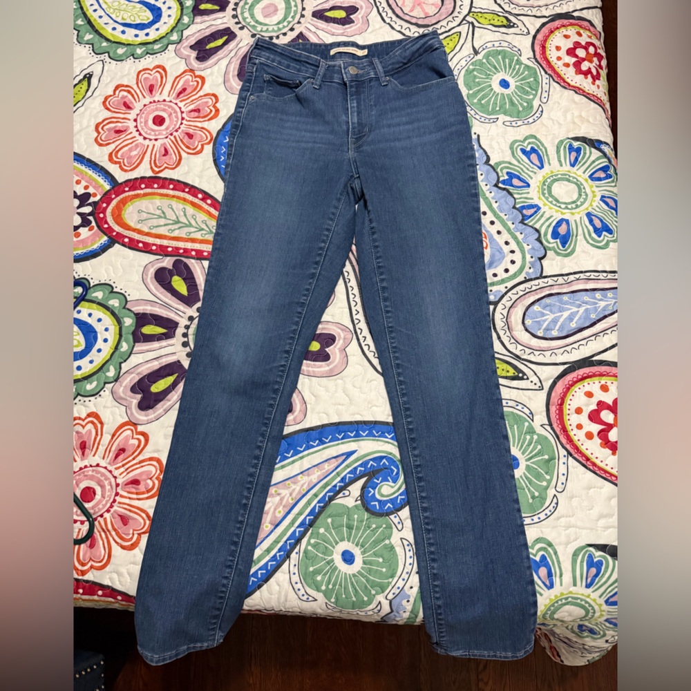 LEVI Women's Straight Leg Blue Jeans, 27 waist x 30 length- zip fly- size 4/5